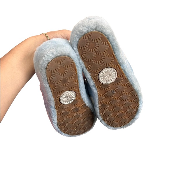 UGG Pastel Fluff Yeah Furry Pride Slingback Striped Pink Blue Slippers Sandals - Picture 12 of 12